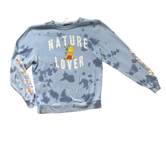 The Simpson’s Sweater Womens S/M Small Medium Casual Blue Tie Dye Nature Lover - Picture 1 of 12